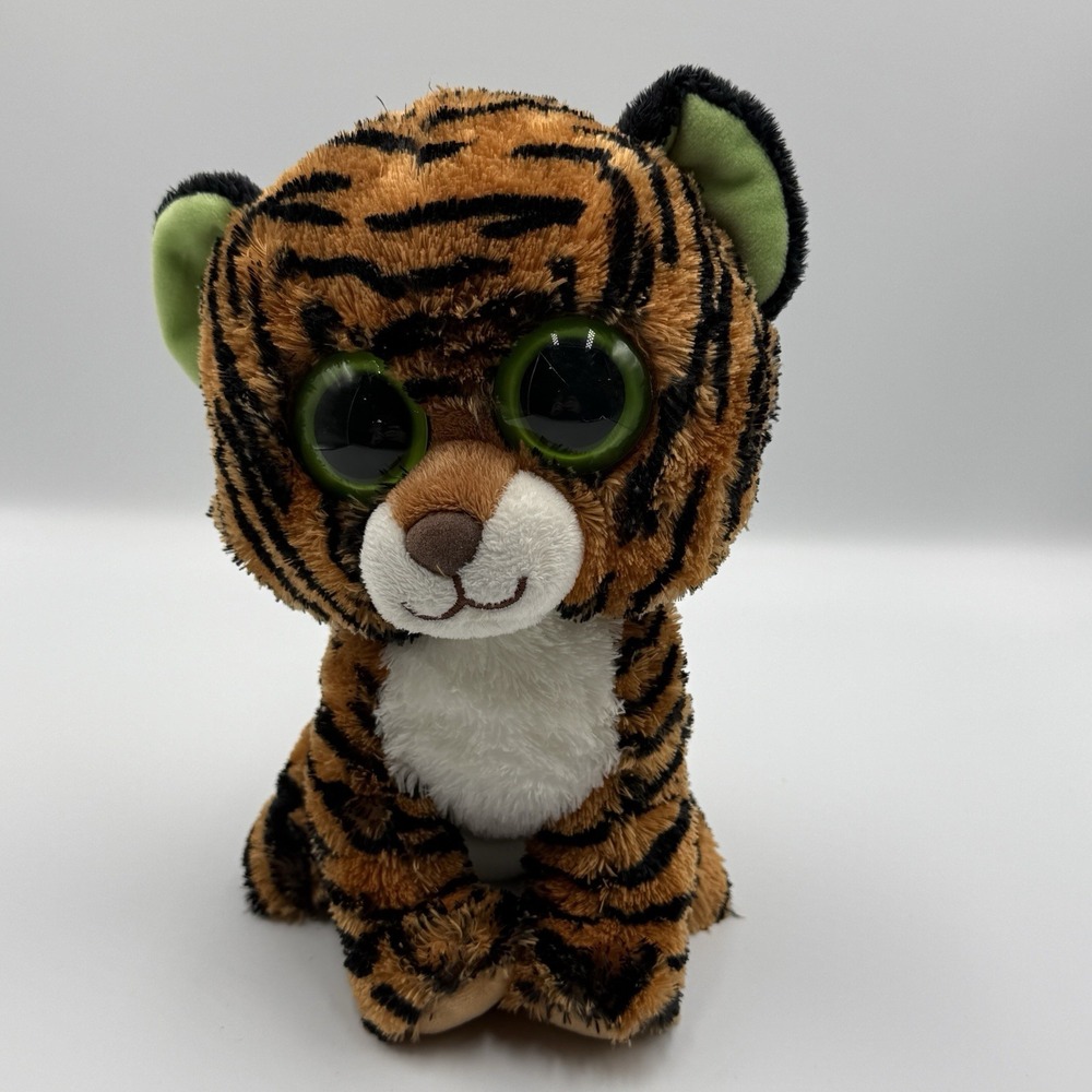 Ty Beanie Boos Tiggy Tiger Plush 2010 Early Release Big Green Eyes